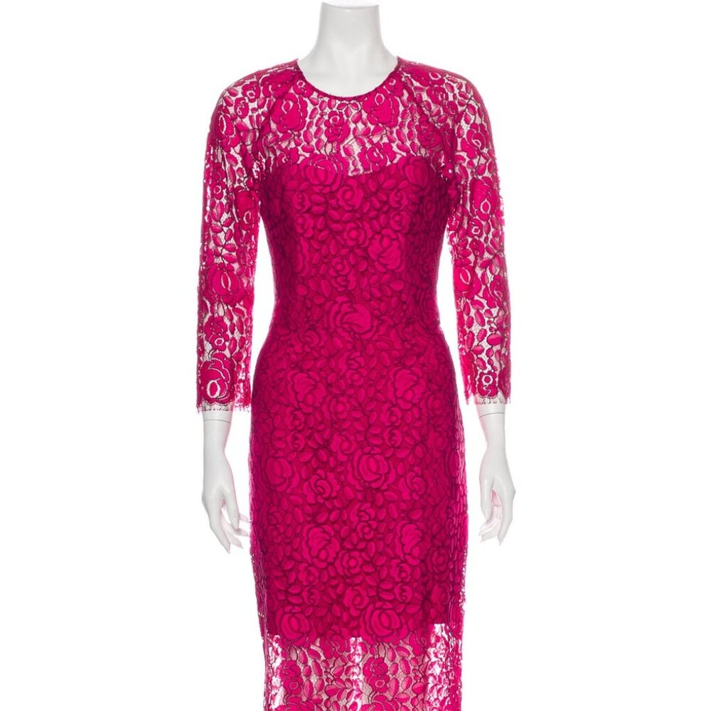 Lela Rose Lace Pattern Midi Length Dress size M